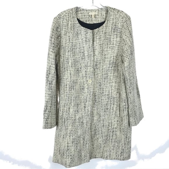 Size Large Eileen Fisher Single-Button Tweed Coat - Picture 3 of 6